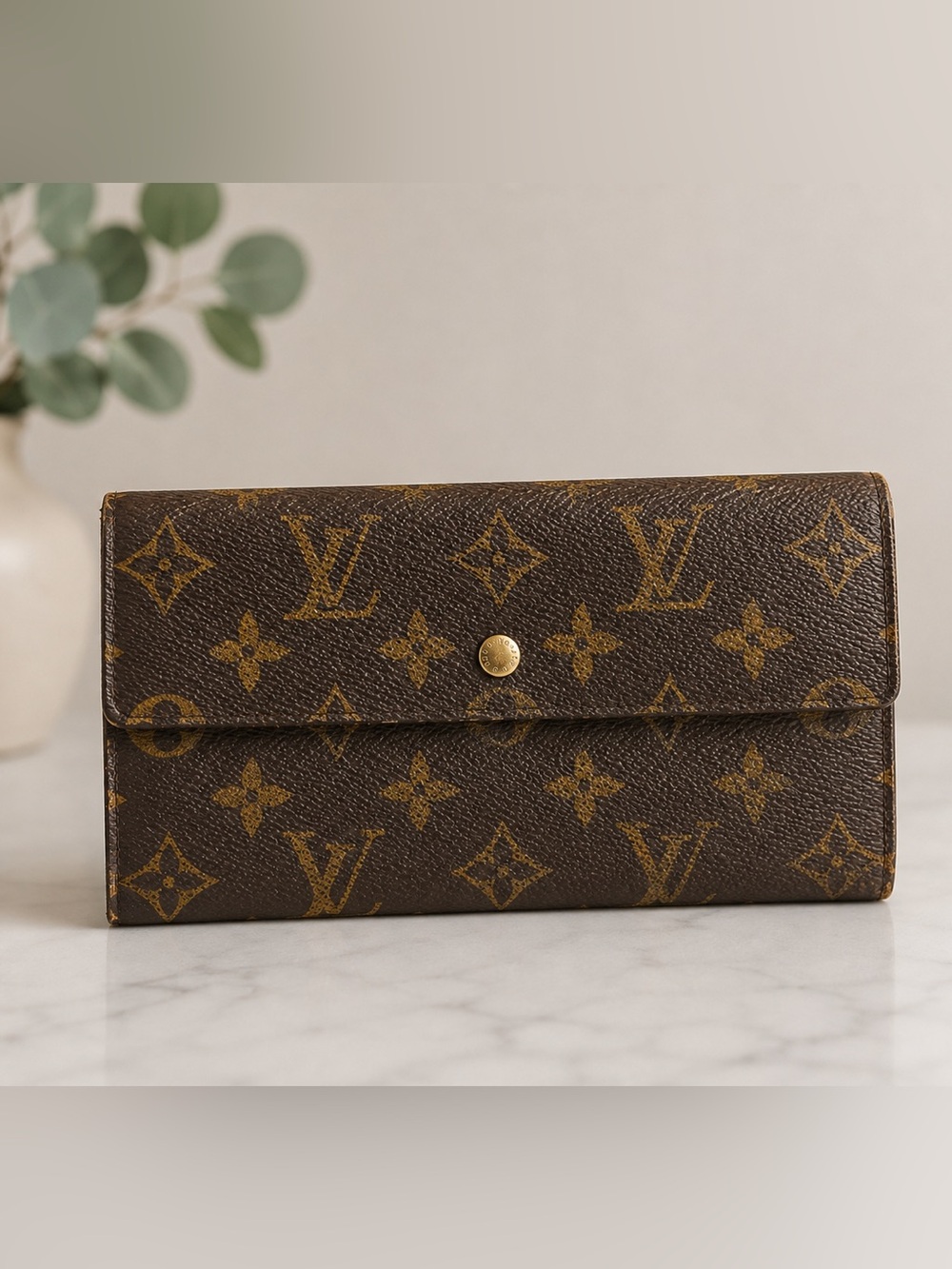 Louis Vuitton Monogram Canvas Wallet in Brown and Gold